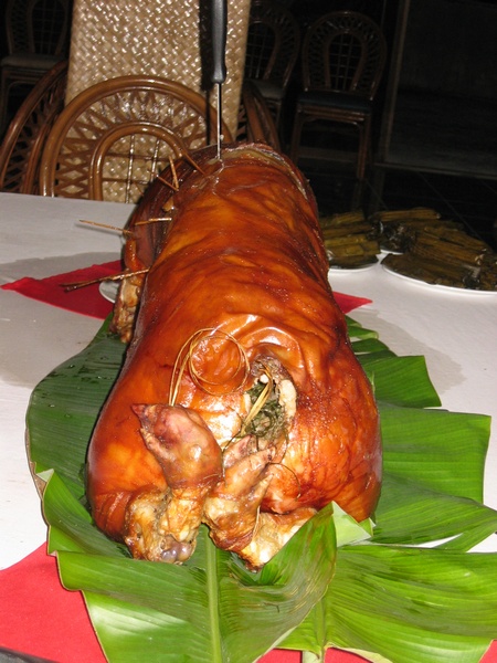 Das Spanferkel von hinten